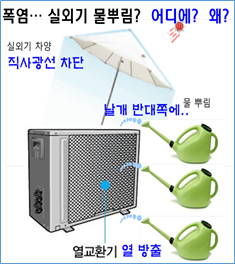 실외기 폭염인 경우 실외기 물뿌림 직사광선 차단된 이미지
